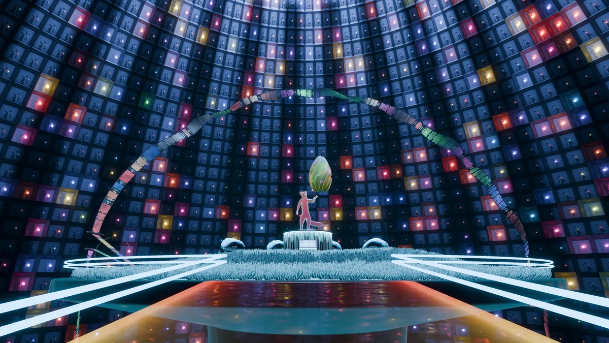 The Mark &ldquo;Sylys Sable&rdquo; Merlino Memorial Room, a domed hall lit by banks of coloured panels